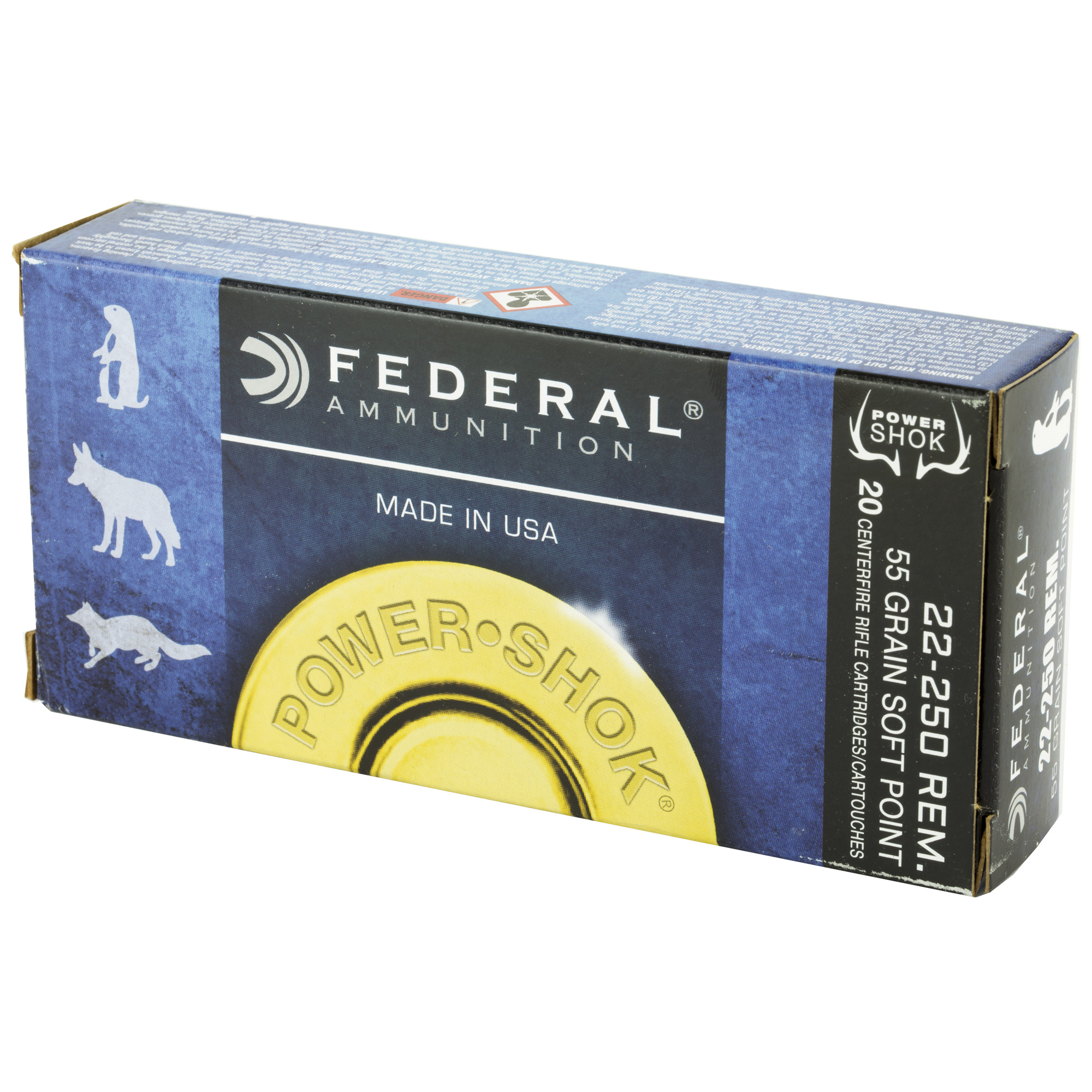 FED PWRSHK 22-250REM 55GR SP 20/200 - Image 2