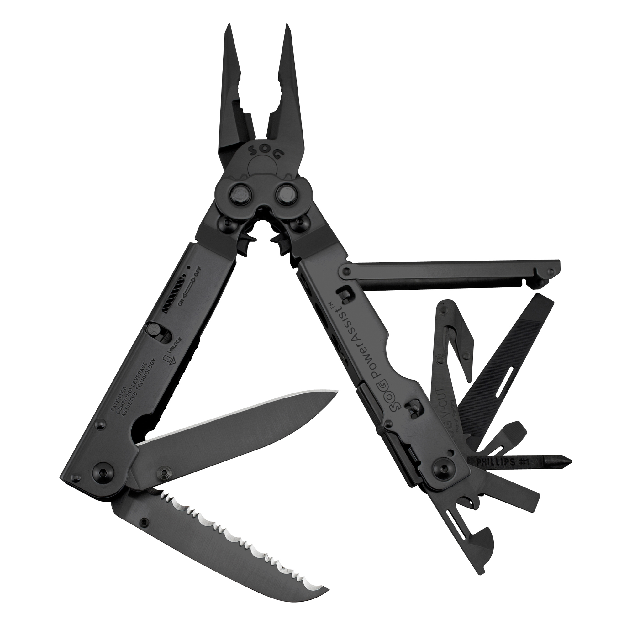 SOG POWERASSIST BLACK W/SHEATH